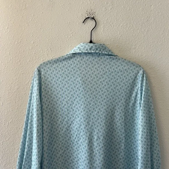 Vintage 70's Button Up Shirt Women's 18 Sodi Miami Blue Disco Dagger Collar - Picture 10 of 14
